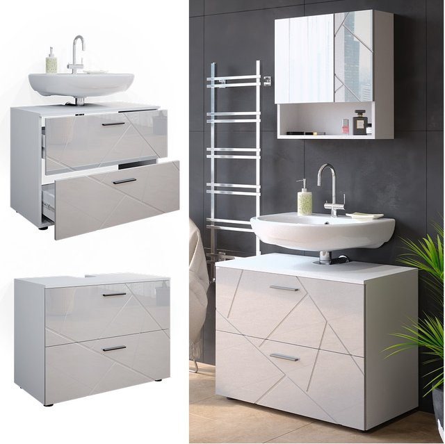 Vicco Waschtischunterschrank Irma Weiß Hochglanz B/H: 80 x 41 cm - Bild 1