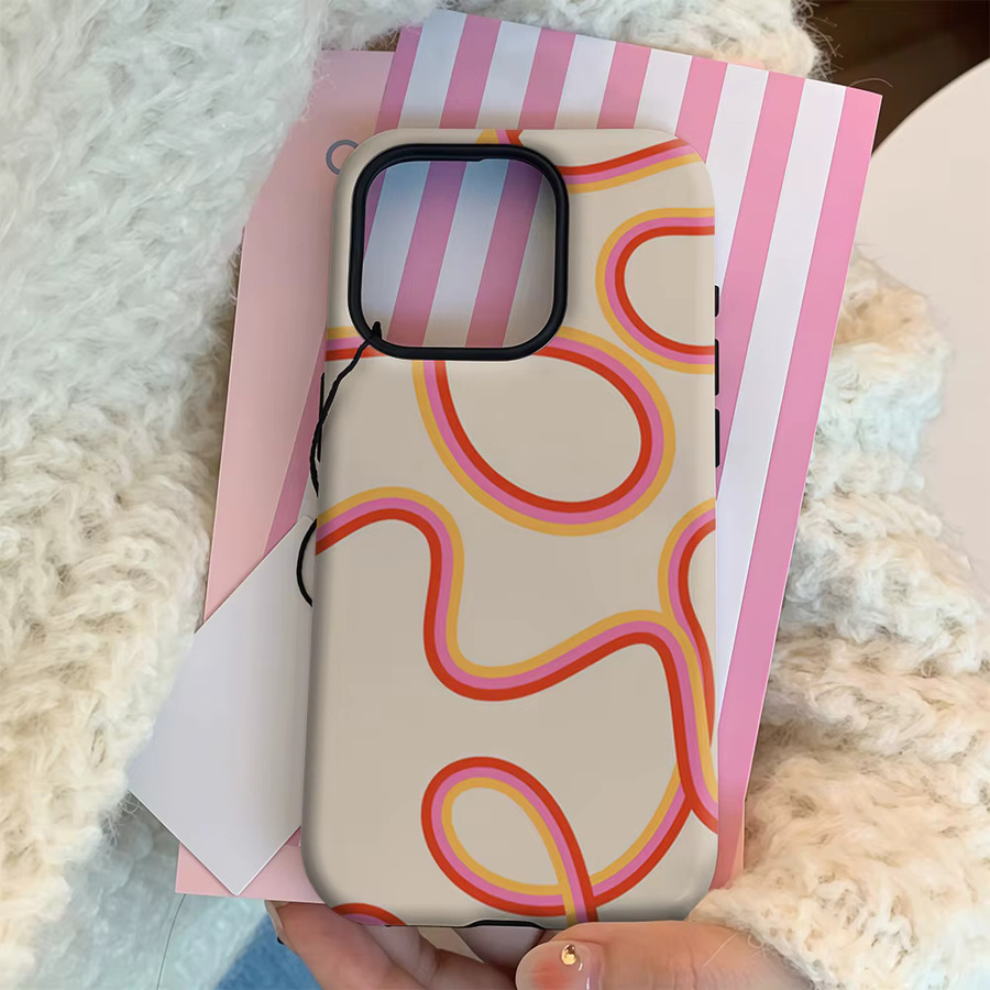 Potdemiel Handyhülle mit Retro Wavy Lines Design für iPhone 11 bis iPhone 17 Pro Max Plus in Multicolour mit doppelschichtiger Rückseite - Bild 2