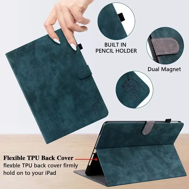 JESSLEI Ledertasche in Grün für iPad Air, iPad Pro und iPad Mini Modelle - Bild 4
