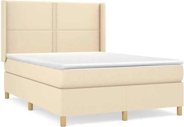 vidaXL Boxspringbett Hybrid mit Matratze und Kopfteil, Farbe Beige, B/T/H: 140 x 200 cm - Bild 1