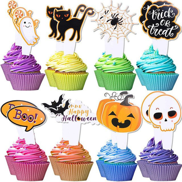 ZQNYCY Halloween Cupcake Topper, Kürbis Geist Fledermaus, 16/48 stücke - Bild 1