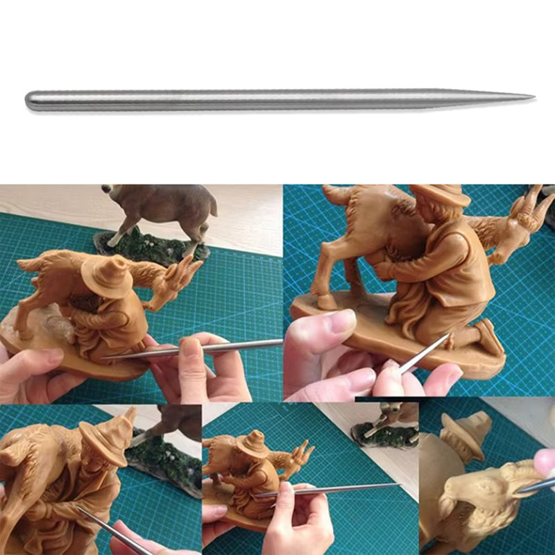 Edelstahl Keramik Modellierstift mit Akupressur Textur für DIY Schnitzarbeiten und Handwerk in Silber, 9,3 Zoll - Bild 3