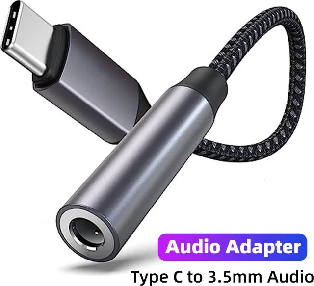 Fomscvka USB-C auf 3,5 mm Klinkenadapter in Grau für iPhone 15 Serie, Samsung, Huawei und Xiaomi - Bild 1