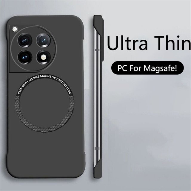Ultra dünner rahmenloser Magnet für MagSafe kabelloses Laden für OnePlus 12 11 10 9 Pro Ace 2V Pro kühlende Kunststoff Abdeckung in Schwarz oder Orange - Bild 1