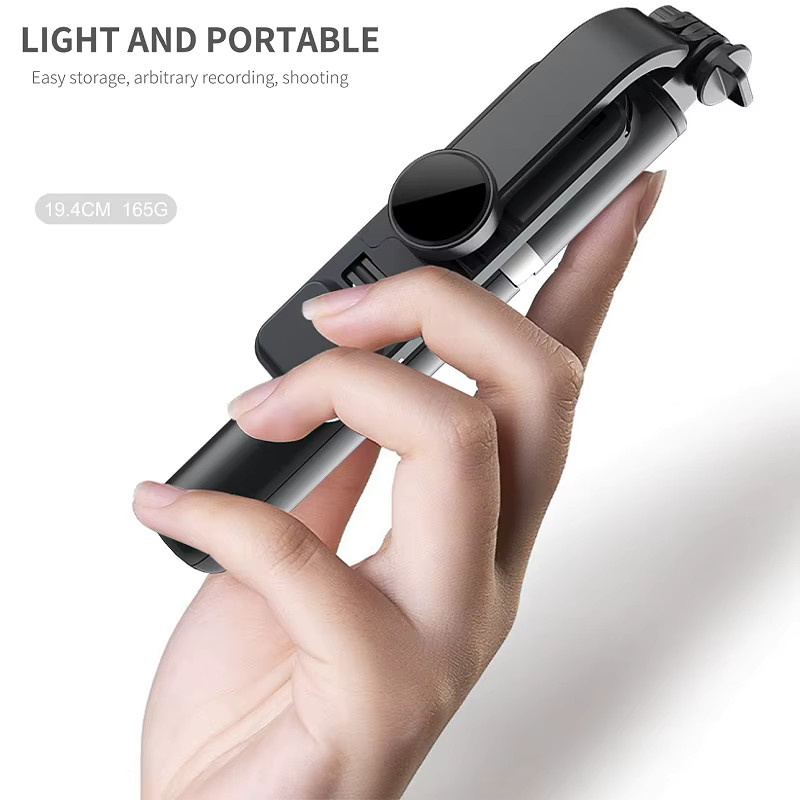 VORTNGLE Bluetooth Selfie-Stick mit Stativ und LED-Fülllicht, faltbares Gimbal-Stativ mit Fernauslöser für iPhone und Xiaomi in Schwarz oder Weiß - Bild 4