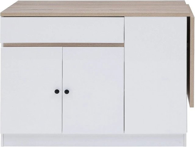 Kücheninsel HELOMY in Naturfarben Hell und Weiß aus MDF, B: 180 cm, T: 120 cm - Bild 1