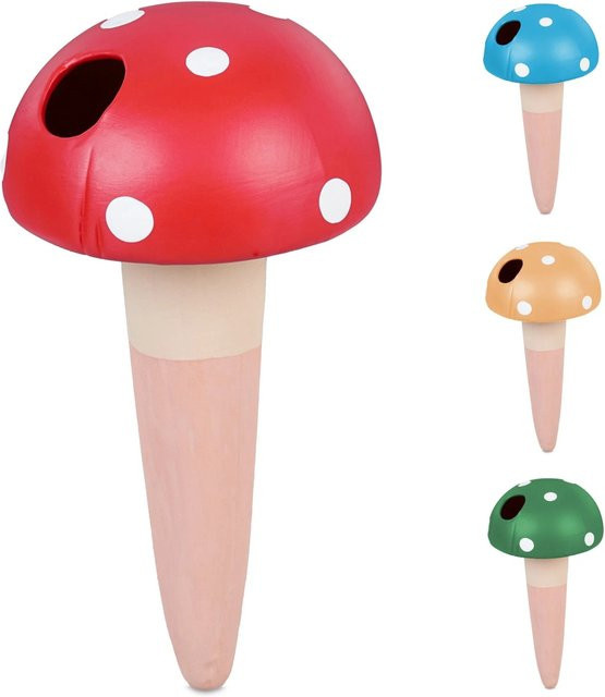 Relaxdays Tonkegel Set aus Keramik im bunten Pilz-Design für Zimmerpflanzen und Balkonkästen - Bild 1