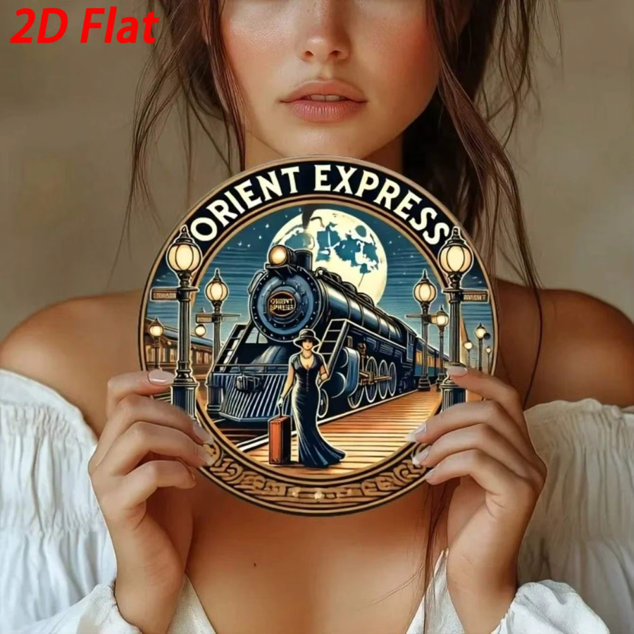 HELLOYOUNG Vintage Orient Express Wandskulptur aus Aluminium im Art-Deco-Stil, Multicolour, B/H: 20 x 20 cm - Bild 2
