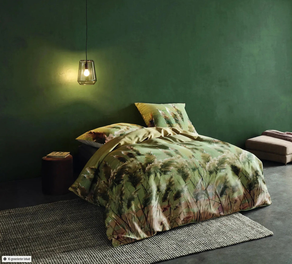 Fleuresse Mako-Satin Bettwäsche Gräser Halme Salbei Wende Design B/H: 200 x 200 cm - Bild 1