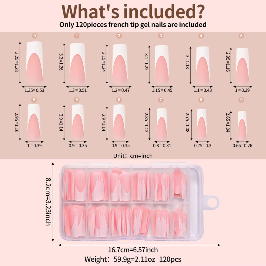 MAFANAILS French Press on Nails, Nude Pink, Matt, Extra Long Square, 120 Stück - Bild 5