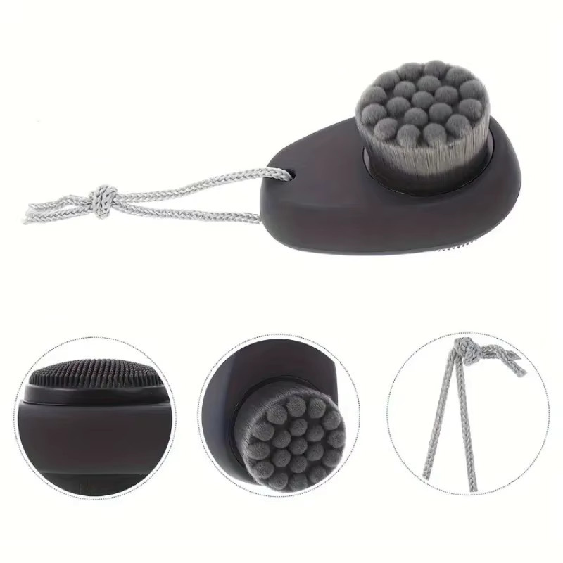 Cxbfg Doppelseitige Gesichtsreinigungsbürste, Nylonborsten und Silikonkopf, Unisex - Bild 2