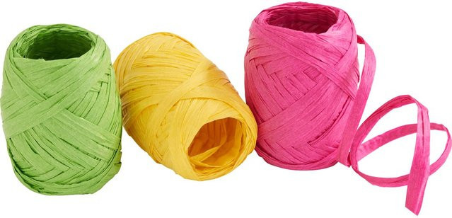 VBS Raffia Papierband 3er-Set in Multicolor für Bastelarbeiten im Frühling - Bild 1