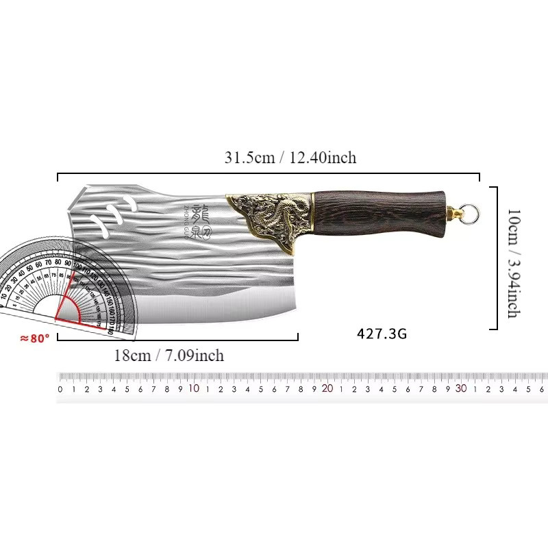 PLYS Knochenhackmesser mit Drachengriff aus Holz in Silber - Bild 5