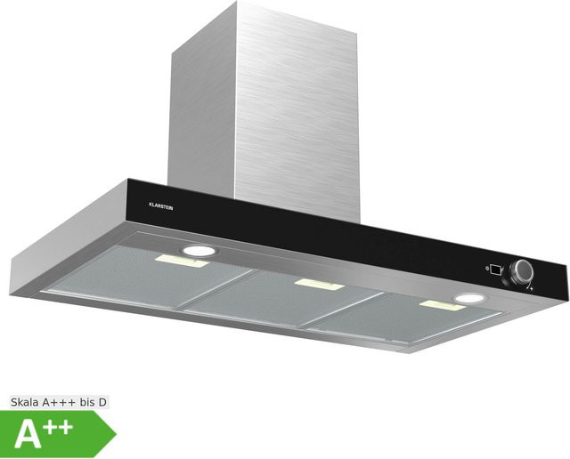 Klarstein AirNova Dunstabzugshaube aus Edelstahl in Silber, Um- und Abluftbetrieb, Energieeffizienz A++, 628 m³/h - Bild 1