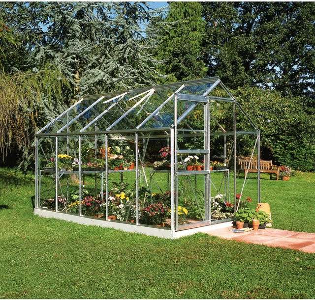 Halls Gewächshaus Popular aus Aluminium in Silber mit 6,2 m² und 3 mm Sicherheitsglas - Bild 1