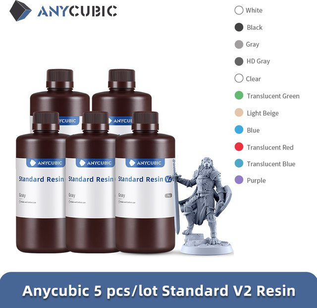 Anycubic UV-Standard-V2-Harz Schwarz 5 kg für Mono X LCD-UV-3D-Drucker - Bild 1