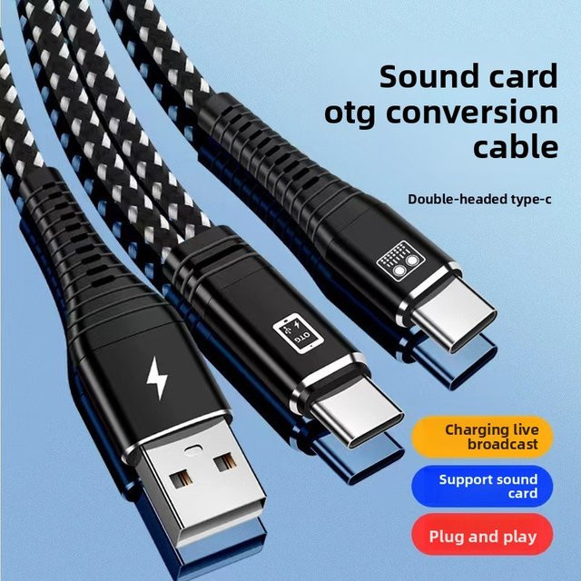 OTG-Adapterkabel für Live-Streaming mit Handyaufladung, USB-C, Schwarz, kompatibel mit Huawei und Android - Bild 1