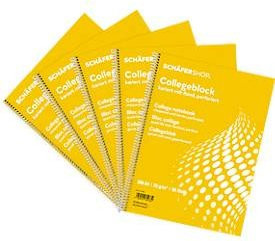 Schäfer Shop Select Collegeblöcke DIN A4, 80 Blatt pro Block, 5 Stück, weiß und gelb - Bild 1