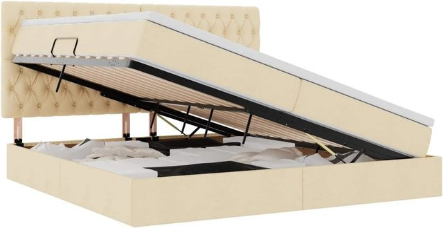 vidaXL Aufbewahrungsbett mit Matratze in Beige, B/T/H: 200 x 200 x 204 cm - Bild 1