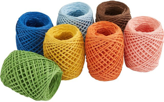 VBS Raffia Papierband aus Holzfaser, 7er-Set, Multicolor - Bild 1