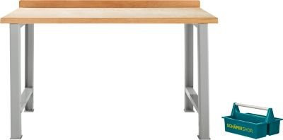 Schäfer Shop Select modulare Werkbank Grundeinheit mit Buche Multiplexplatte in Weißaluminium, Belastbarkeit bis 500 kg, B/T/H: 150 x 70 x 84 cm - Bild 1