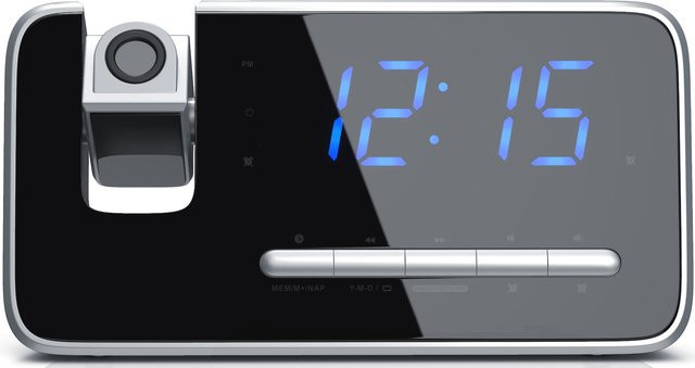 Brandson Radiowecker mit FM Radio, Projektionsanzeige und 4,7 Zoll LED-Display in Schwarz - Bild 1