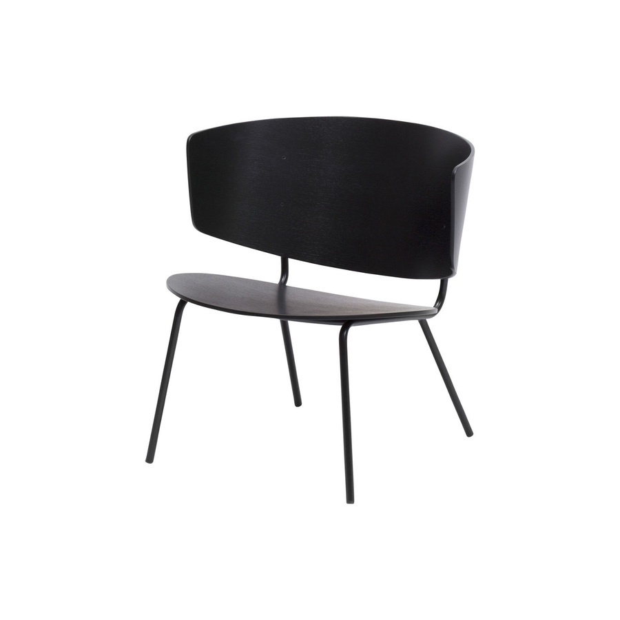 Ferm Living Herman Lounge Stuhl in Schwarz mit Eichenfurnier und Metallrahmen - Bild 2