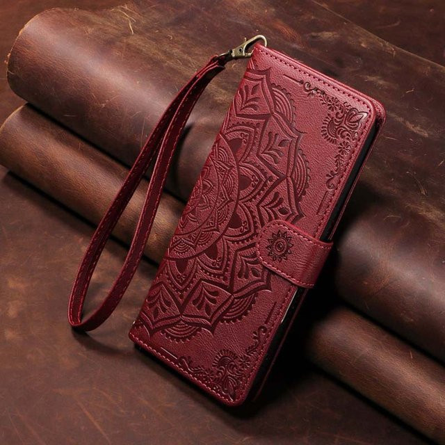 Leder Handyhülle Klapp-Brieftaschen-Cover für Motorola Moto Edge Serie in Rot - Bild 1