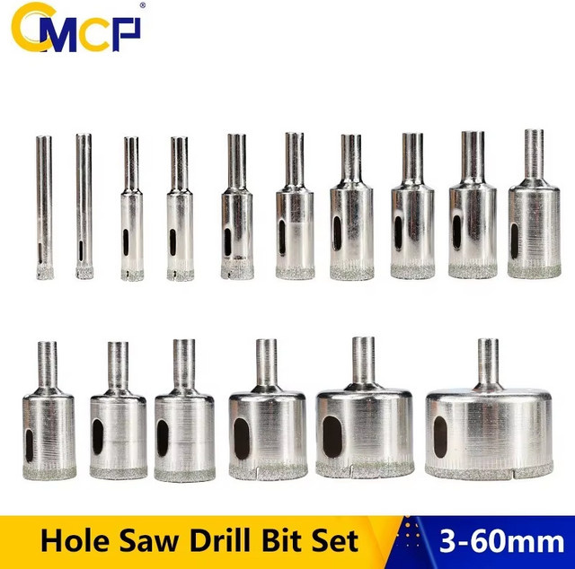 CMCP 28-teiliges diamantbeschichtetes HSS-Bohrer-Set für Fliesen, Marmor, Glas und Keramik, 6–60 mm - Bild 1