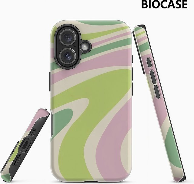 Pastell Waves Handyhülle für iPhone 17 16 15 14 13 12 11 Pro Max Plus mit doppelschichtiger Rückseite in Multicolour von Potdemiel - Bild 1