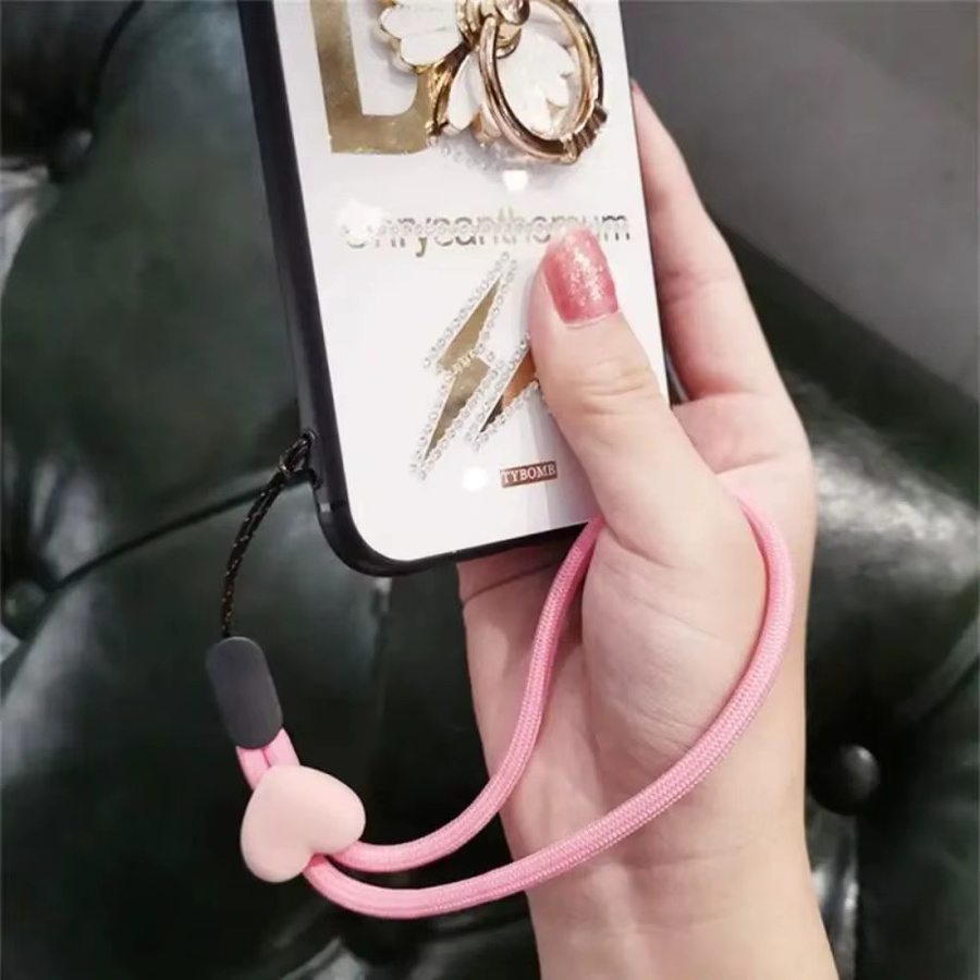 Buntes Handy-Lanyard mit Herz-Motiv und verstellbarem Seil als elastisches Armband für dein Smartphone in Blau und Multicolour - Bild 2