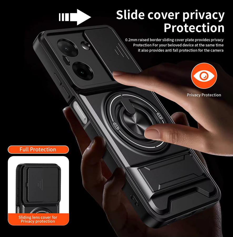 Robuste Xiaomi Poco X8 Pro Max X7 F8 Ultra F7 M8 M7 Pro 4G/5G Schutzhülle aus PC und TPU mit Schiebe-Kameraabdeckung und Stoßschutz in Schwarz oder Orange - Bild 5