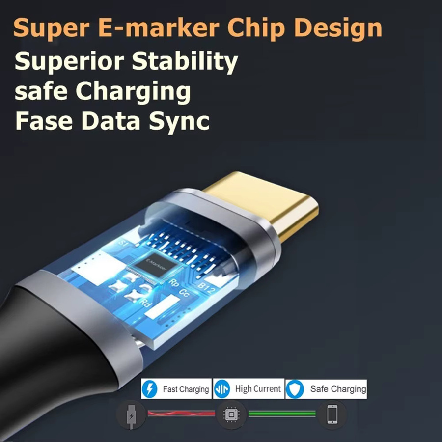 CableDeconn USB C 3.1 Gen 2 Kabel in Schwarz mit 10 Gbit/s Datenübertragung, 4K-Videoausgang und 100 W PD-Schnellladefunktion - Bild 6