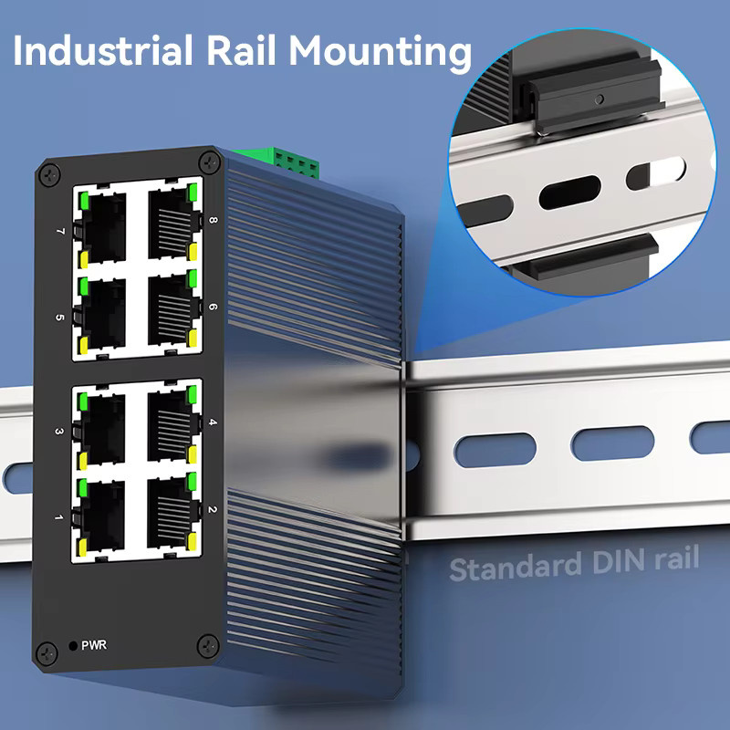 HORACO 8-Port Gigabit Industrie-Ethernet-Switch in Schwarz mit DIN-Schienenmontage und Plug-and-Play - Bild 5