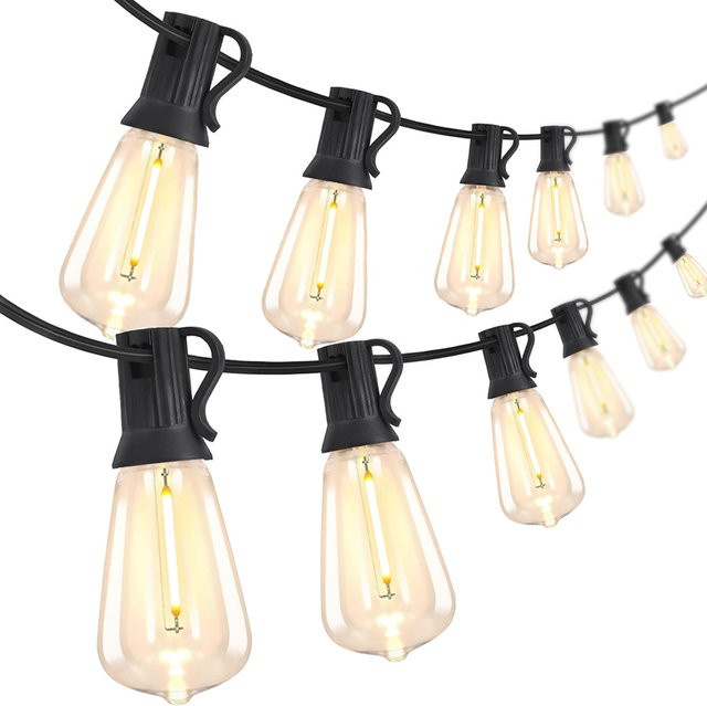 KIKIELF Outdoor LED Lichterkette ST38/G40 im Vintage-Stil, warmweiß, transparent - Bild 1
