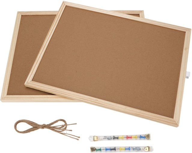 2er Set Pinnwände von Binchi Outdoor Product aus Kork mit Holzrahmen in Schwarz und Braun, B/H: 30 x 40 cm - Bild 1