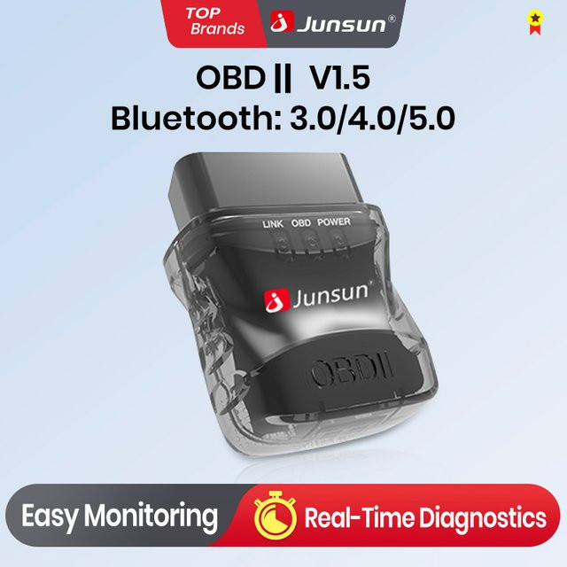 Junsun Mini ELM327 Bluetooth OBD2 Auto-Scanner Diagnosegerät in Schwarz für Android und iOS - Bild 1