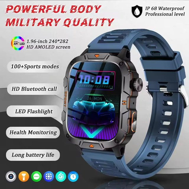 Xiaomi Militärische GPS-Tracker Smartwatch für Herren mit Bluetooth-Anruf, 5ATM Wasserdicht und 100+ Sportmodi, Farbe: Blau - Bild 1