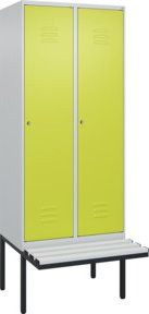 C+P Spind Classic PLUS Garderobenschrank mit Sitzbank, 2 Abteile, Lichtgrau, B/T/H: 212 x 80 x 81,5 cm - Bild 1
