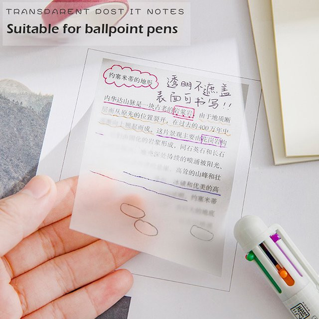 JETTING Transparente PET-Memo-Haftnotizen aus Kunststoff, wasserfeste To-Do-Briefpapier Notizblöcke, 50 Blatt, Transparent - Bild 1