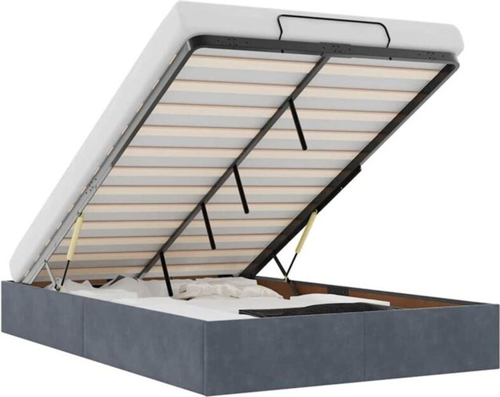 Vidaxl Ottoman Polsterbett aus Samt in Anthrazit Grau ohne Matratze B/T/H: 120 x 190 x 23,5 cm - Bild 1