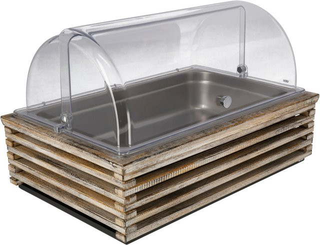 VEGA Buffetvitrine Natchez hoch in Vintage Weiß und Edelstahl mit transparenten Elementen, B/T/H: 57,5 x 37 x 27,7 cm - Bild 1