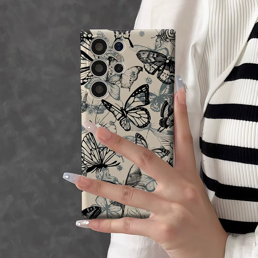 Stoßfeste Handyhülle mit Schmetterling-Skizzen für Samsung Galaxy S26 S25 S24 S23 Ultra Plus mit robuster Doppelschicht-Rückabdeckung - Bild 5