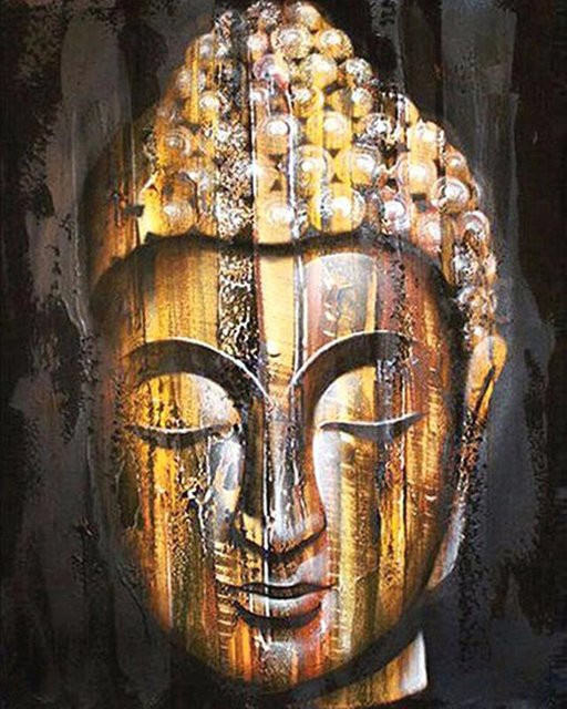 Diamant-Malerei FIYO mit religiösem Motiv in Braun und Gold, B/H: 20 x 30 cm - Bild 1