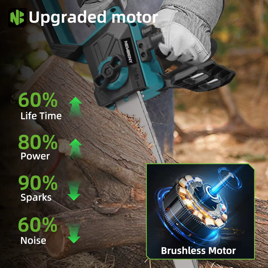 NEWBENY 12-Zoll bürstenlose kabellose elektrische Kettensäge mit Digitalanzeige für Makita-Akkus - Bild 4