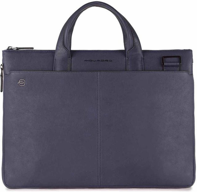 Piquadro Black Square Schmale Laptoptasche für 15.6 Zoll in Oceanblau erweiterbar - Bild 1