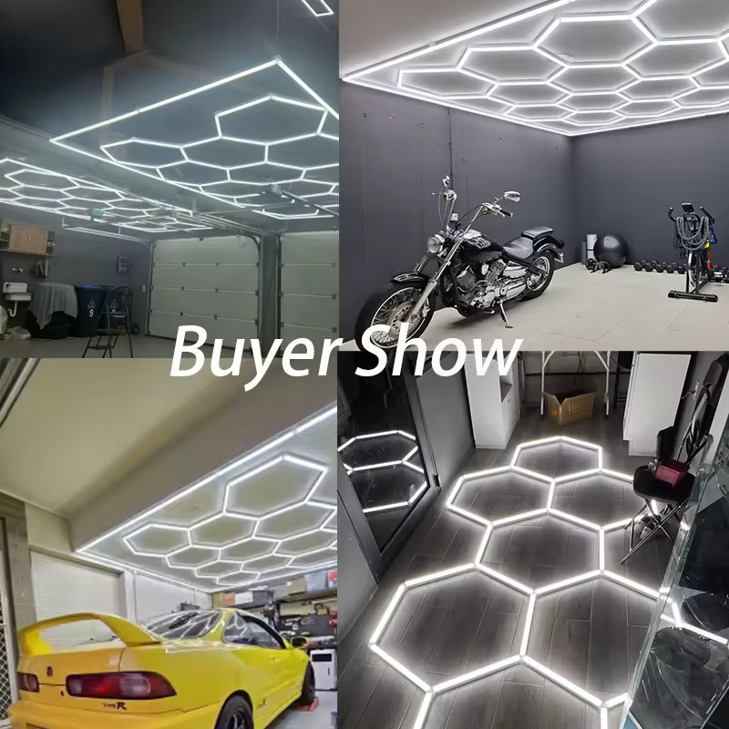 PIBAOGU Hexagon LED Deckenleuchte in Weiß mit kühlem Weiß 6500K für Garage, Werkstatt und Fitnessraum - Bild 7