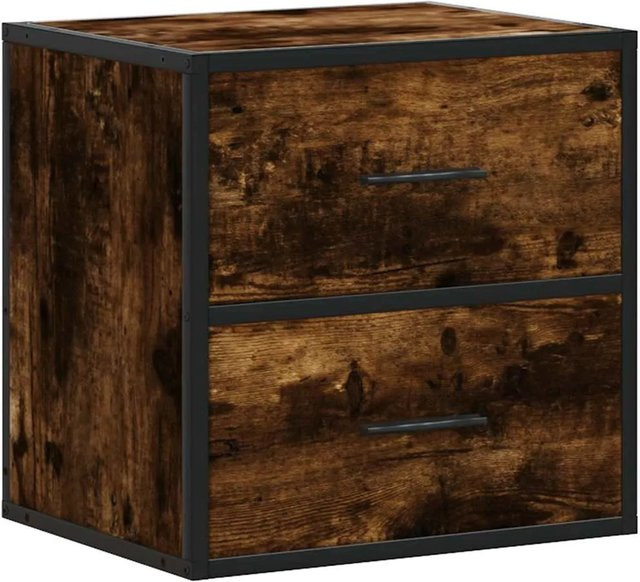 vidaXL Wand-Nachttisch aus Holzwerkstoff und Metall in Räuchereiche, Braun, B/T/H: 40 x 31 x 39,5 cm - Bild 1