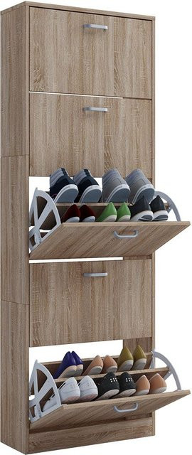 VCM Schuhschrank Sipos in Sonoma-Eiche, Braun, B/T/H: 59,0 x 26,45 x 170,0 cm - Bild 1