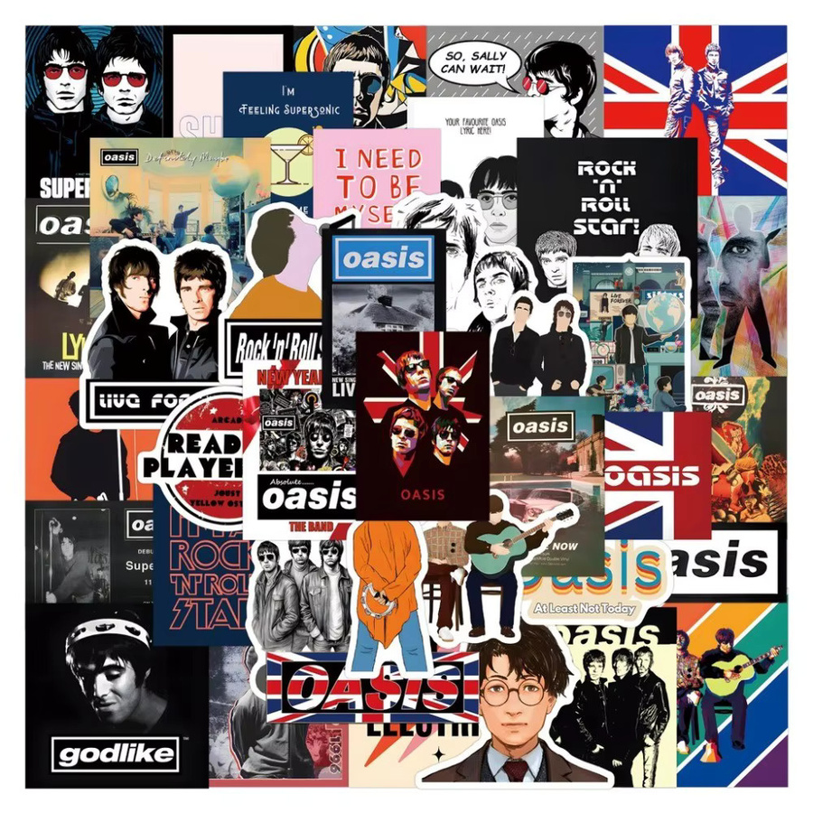 LanLanStickersWorld Oasis British Rock Band Poster-Aufkleber, 50 Stück, Multicolor - Bild 5